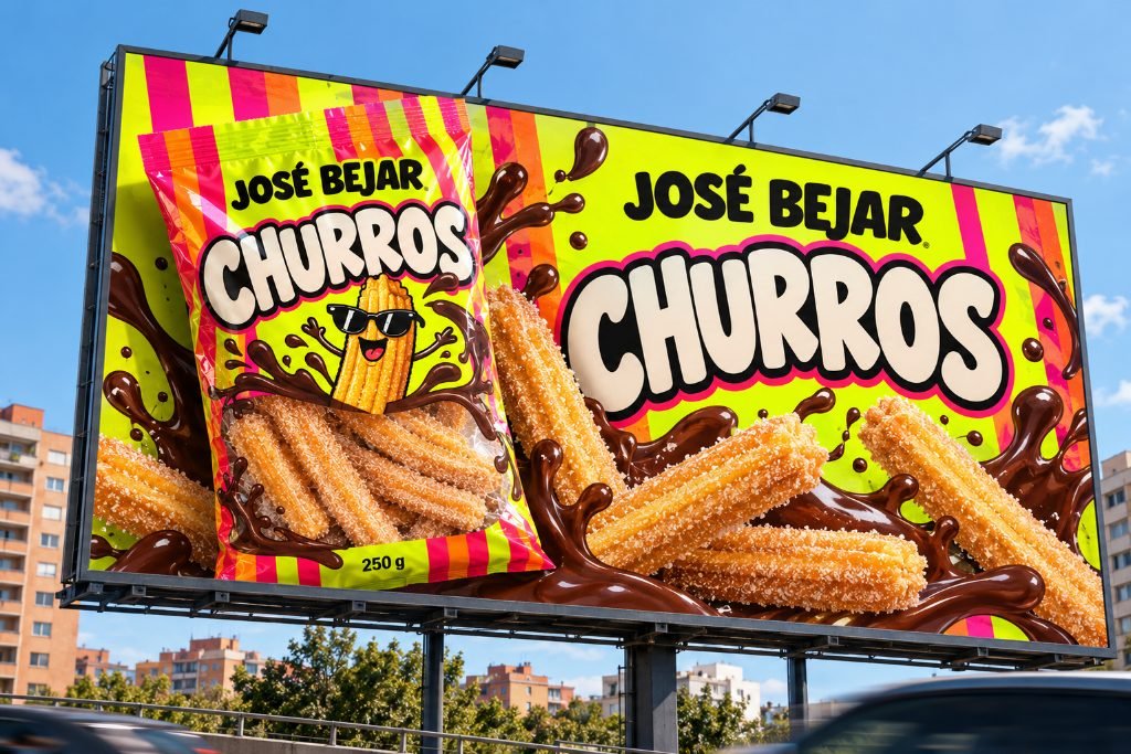 Valla publicitaria con la bolsa de churros, con /billboard